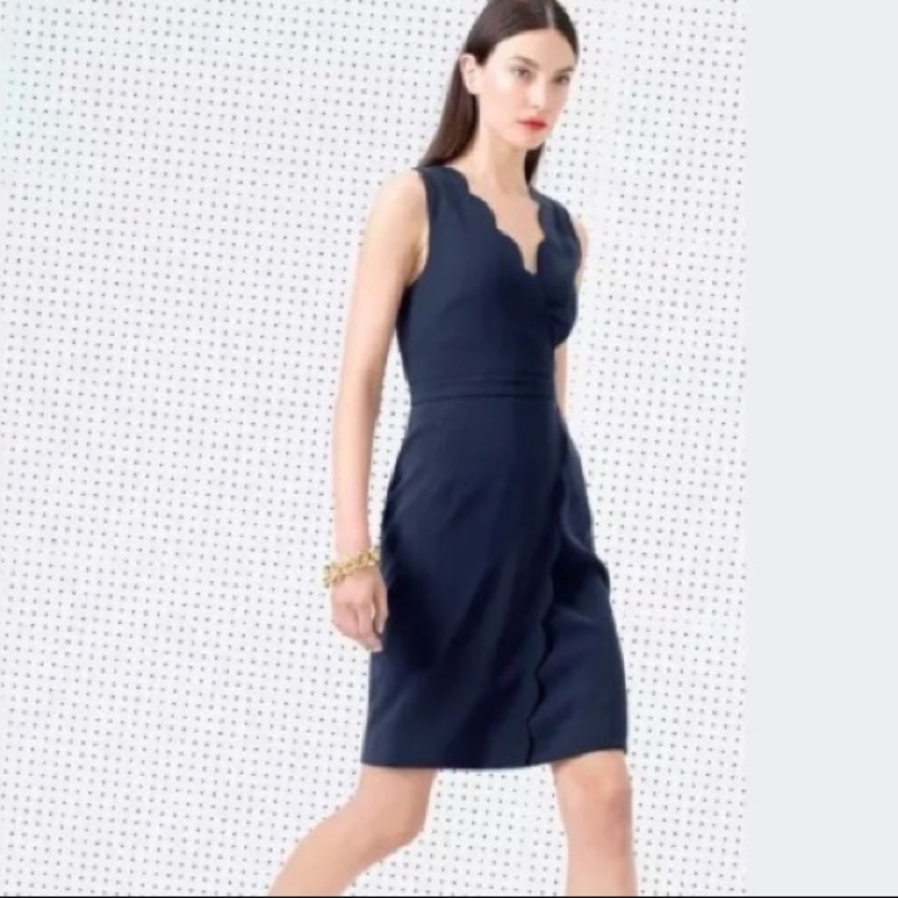 J. Crew Navy Scalloped Dress